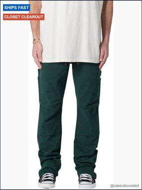 Slim Work Denim Jeans with Stretch, Double Knee Details